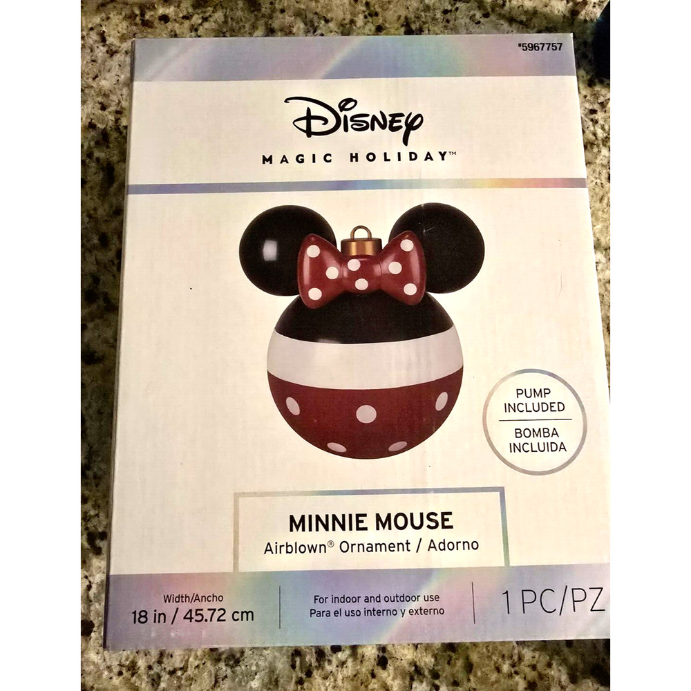 Minnie Mouse Christmas Air Blown Ornament Disney Magic 18" Large Airblown Red - Picture 2 of 8